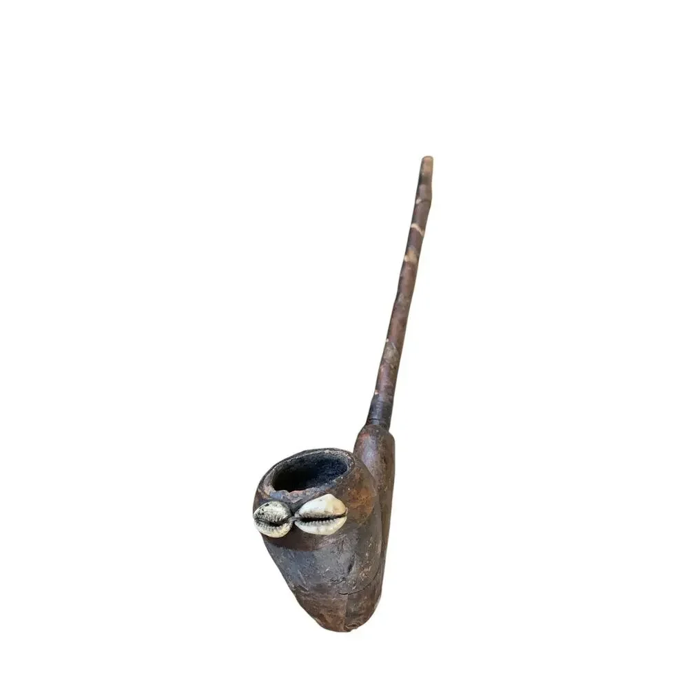 Hand Carved Wood Tobacco Pipe Vintage Long 16 inch Rustic Folk Art‎ Display